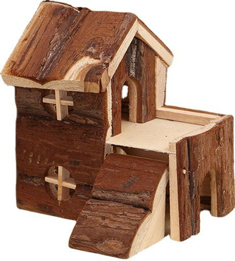 Hamster Solid Wood Luxury Villa Log House Pet Supplies Panda Chinchilla Toys Pastoral House