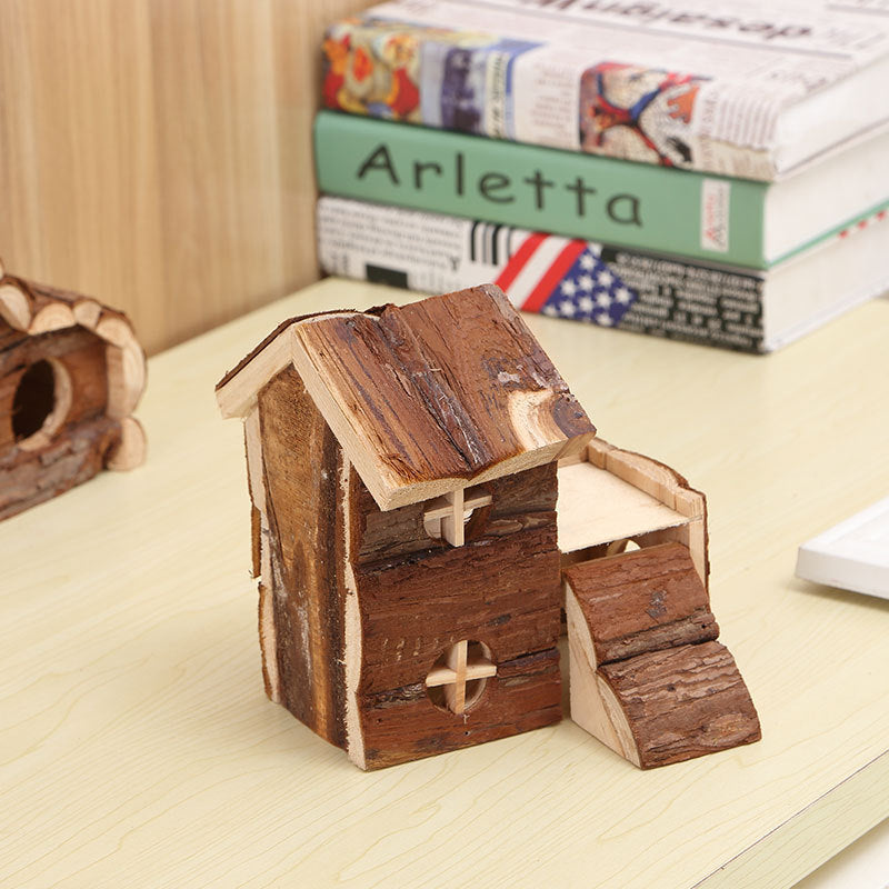 Hamster Solid Wood Luxury Villa Log House Pet Supplies Panda Chinchilla Toys Pastoral House