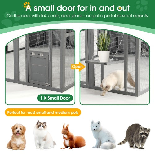 Luxury Cat Cage Outdoor Wooden Cat Fence Patio Large Cat Running House