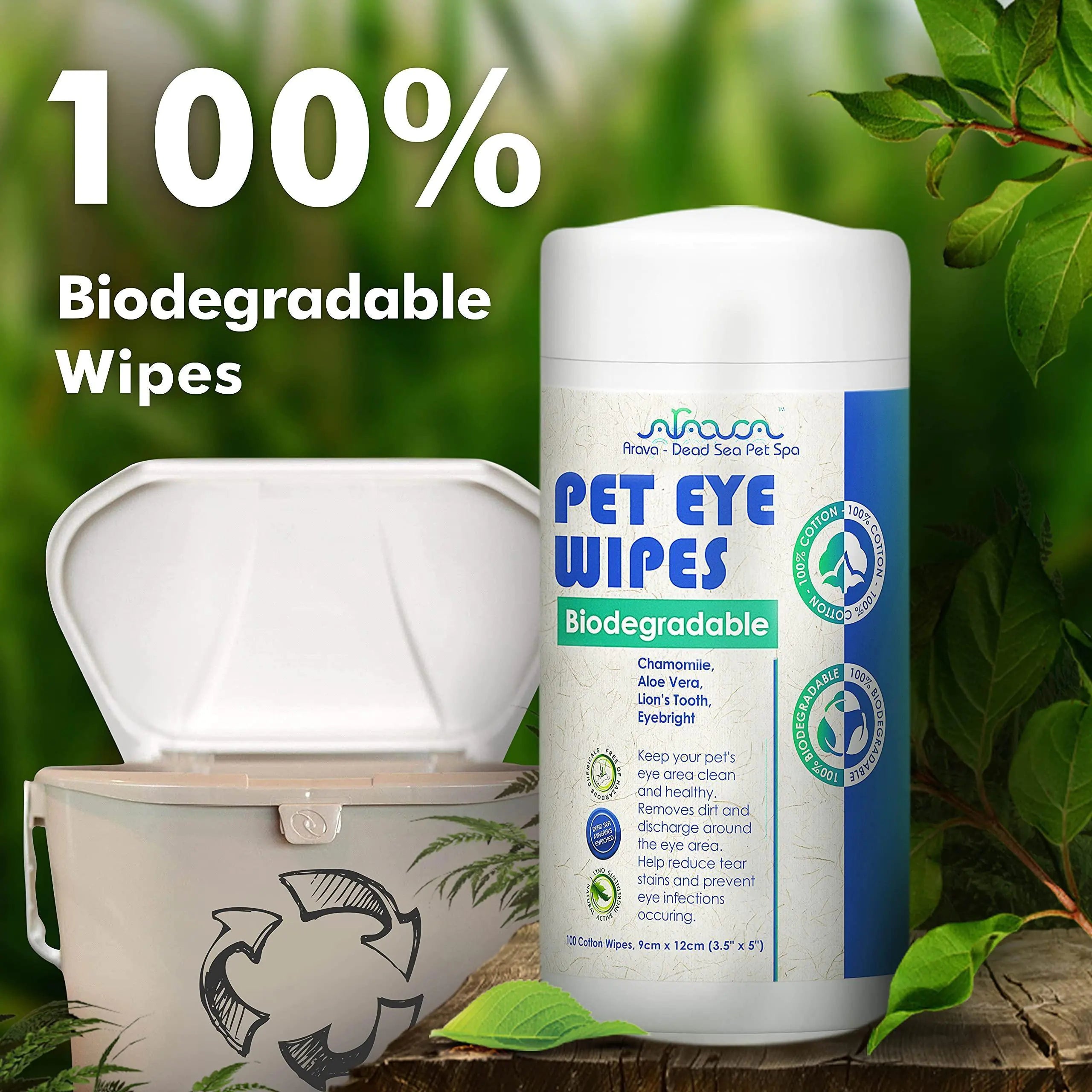 Pet Eye Wipes for Dogs Cats Puppies Kittens 100 Count Natural Medicated Remove